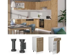 Vicco Küchenunterschrank R-Line Schubladenschrank für die Küche Artisan-Eiche/Weiß 40 cm AP Marmor