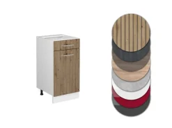 Vicco Küchenunterschrank R-Line Schubladenschrank für die Küche Artisan-Eiche/Weiß 40 cm AP Marmor