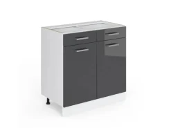 Vicco Küchenunterschrank R-Line Anthrazit Hochglanz/Weiß 80 cm ohne Arbeitsplatte