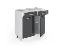 Vicco Küchenunterschrank R-Line Anthrazit Hochglanz/Weiß 80 cm ohne Arbeitsplatte