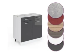 Vicco Küchenunterschrank R-Line Anthrazit Hochglanz/Weiß 80 cm ohne Arbeitsplatte