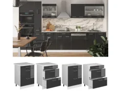 Vicco Küchenunterschrank R-Line Anthrazit Hochglanz/Weiß 60 cm mit Schubladen ohne Arbeitsplatte