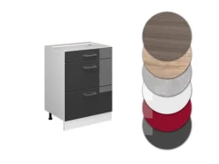 Vicco Küchenunterschrank R-Line Anthrazit Hochglanz/Weiß 60 cm mit Schubladen ohne Arbeitsplatte