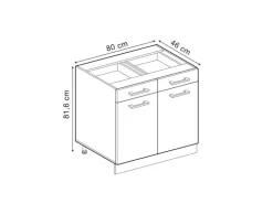 Vicco Küchenunterschrank R-Line Schubladenschrank für die Küche Blau-Grau/Anthrazit 80 cm AP Eiche