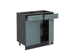 Vicco Küchenunterschrank R-Line Schubladenschrank für die Küche Blau-Grau/Anthrazit 80 cm AP Eiche