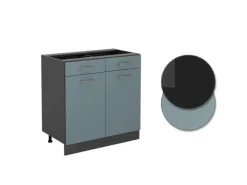 Vicco Küchenunterschrank R-Line Schubladenschrank für die Küche Blau-Grau/Anthrazit 80 cm AP Eiche