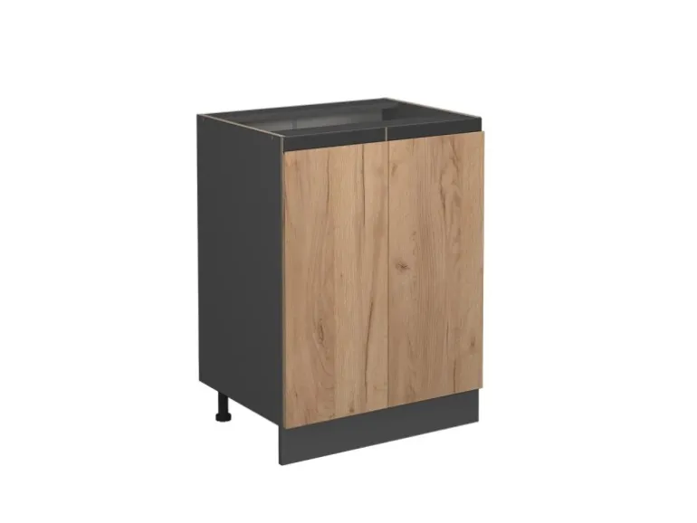 Vicco Küchenunterschrank R-Line Goldkraft Eiche/Anthrazit 60 cm J-Shape ohne Arbeitsplatte