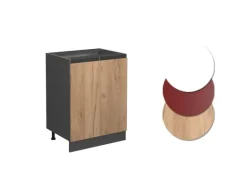 Vicco Küchenunterschrank R-Line Goldkraft Eiche/Anthrazit 60 cm J-Shape ohne Arbeitsplatte