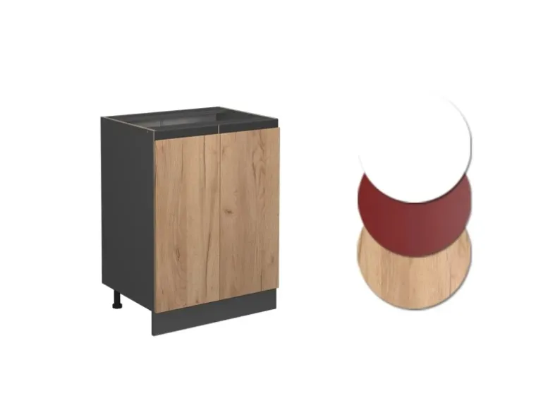 Vicco Küchenunterschrank R-Line Goldkraft Eiche/Anthrazit 60 cm J-Shape ohne Arbeitsplatte