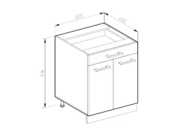 Vicco Küchenunterschrank R-Line Bordeaux Hochglanz/Weiß 60 cm mit Schublade AP Eiche
