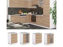 Vicco Küchenunterschrank R-Line Küchenkommode Sonoma/Weiß 60 cm ohne Arbeitsplatte