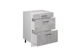 Vicco Küchenunterschrank R-Line Beton/Weiß 60 cm mit Schubladen ohne Arbeitsplatte