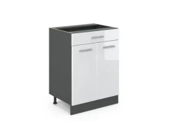 Vicco Küchenunterschrank R-Line Weiß Hochglanz 60 cm mit Schublade ohne Arbeitsplatte