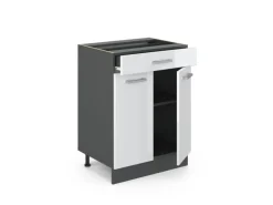 Vicco Küchenunterschrank R-Line Weiß Hochglanz 60 cm mit Schublade ohne Arbeitsplatte