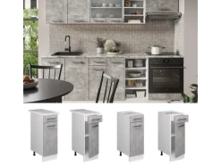 Vicco Küchenunterschrank R-Line Schubladenschrank für die Küche Beton/Weiß 30 cm ohne Arbeitsplatte