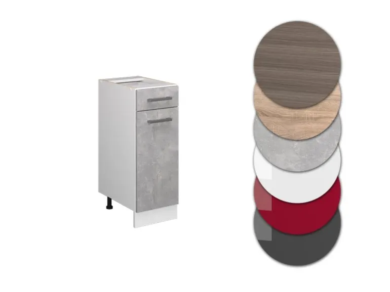 Vicco Küchenunterschrank R-Line Schubladenschrank für die Küche Beton/Weiß 30 cm ohne Arbeitsplatte