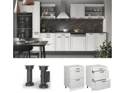 Vicco Küchenunterschrank R-Line Weiß Landhaus/Weiß 60 cm mit Schubladen ohne Arbeitsplatte