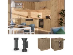 Vicco Küchenunterschrank R-Line Artisan-Eiche/Goldkraft Eiche 80 cm ohne Arbeitsplatte