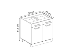 Vicco Küchenunterschrank R-Line Artisan-Eiche/Goldkraft Eiche 80 cm ohne Arbeitsplatte