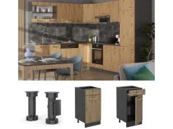 Vicco Küchenunterschrank R-Line Artisan-Eiche/Anthrazit 40 cm AP Eiche