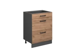 Vicco Küchenunterschrank R-Line Goldkraft Eiche/Anthrazit 60 cm mit Schubladen ohne Arbeitsplatte