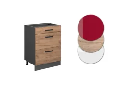 Vicco Küchenunterschrank R-Line Goldkraft Eiche/Anthrazit 60 cm mit Schubladen ohne Arbeitsplatte