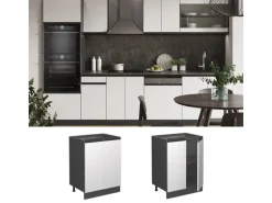 Vicco Küchenunterschrank R-Line Weiß/Anthrazit 60 cm J-Shape ohne Arbeitsplatte