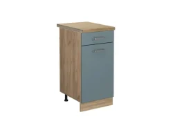 Vicco Küchenunterschrank R-Line Blau-Grau/Goldkraft Eiche 40 cm AP Eiche