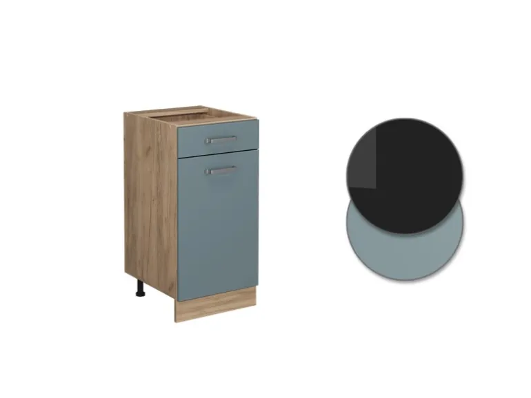 Vicco Küchenunterschrank R-Line Blau-Grau/Goldkraft Eiche 40 cm AP Eiche