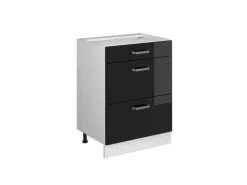 Vicco Küchenunterschrank R-Line Schwarz Hochglanz/Weiß 60 cm mit Schubladen ohne Arbeitsplatte