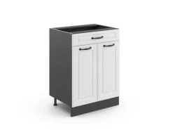 Vicco Küchenunterschrank R-Line Weiß Landhaus/Anthrazit 60 cm mit Schublade ohne Arbeitsplatte