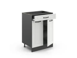 Vicco Küchenunterschrank R-Line Weiß Landhaus/Anthrazit 60 cm mit Schublade ohne Arbeitsplatte