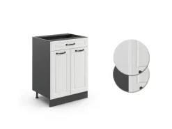 Vicco Küchenunterschrank R-Line Weiß Landhaus/Anthrazit 60 cm mit Schublade ohne Arbeitsplatte