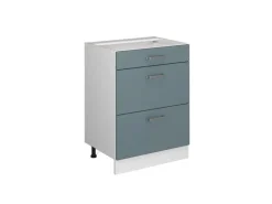 Vicco Küchenunterschrank R-Line Blau-Grau/Weiß 60 cm mit Schubladen ohne Arbeitsplatte