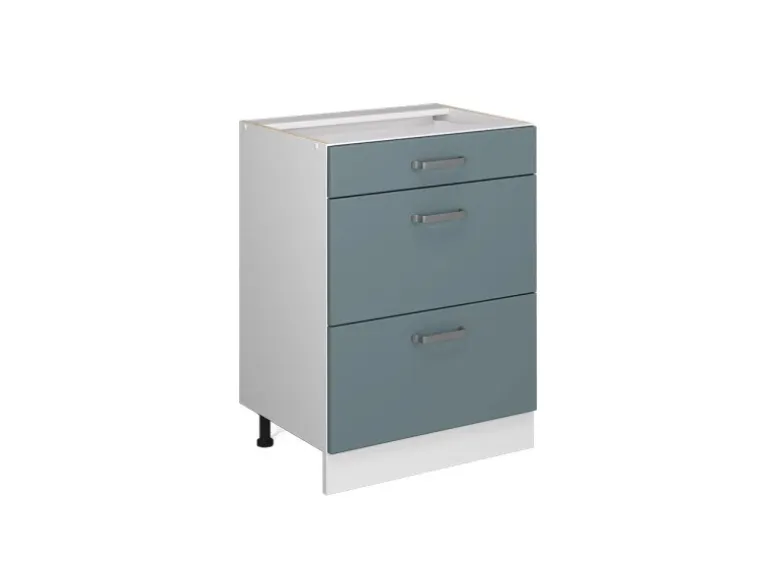 Vicco Küchenunterschrank R-Line Blau-Grau/Weiß 60 cm mit Schubladen ohne Arbeitsplatte