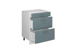 Vicco Küchenunterschrank R-Line Blau-Grau/Weiß 60 cm mit Schubladen ohne Arbeitsplatte