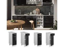 Vicco Küchenunterschrank R-Line Schwarz Hochglanz/Weiß 30 cm ohne Arbeitsplatte