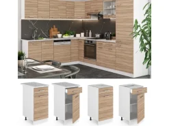 Vicco Küchenunterschrank R-Line Schubladenschrank für die Küche Sonoma/Weiß 40 cm AP Anthrazit