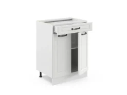 Vicco Küchenunterschrank R-Line Weiß Landhaus/Weiß 60 cm mit Schublade ohne Arbeitsplatte