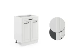 Vicco Küchenunterschrank R-Line Weiß Landhaus/Weiß 60 cm mit Schublade ohne Arbeitsplatte