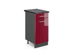 Vicco Küchenunterschrank R-Line Bordeaux Hochglanz/Anthrazit 40 cm AP Anthrazit
