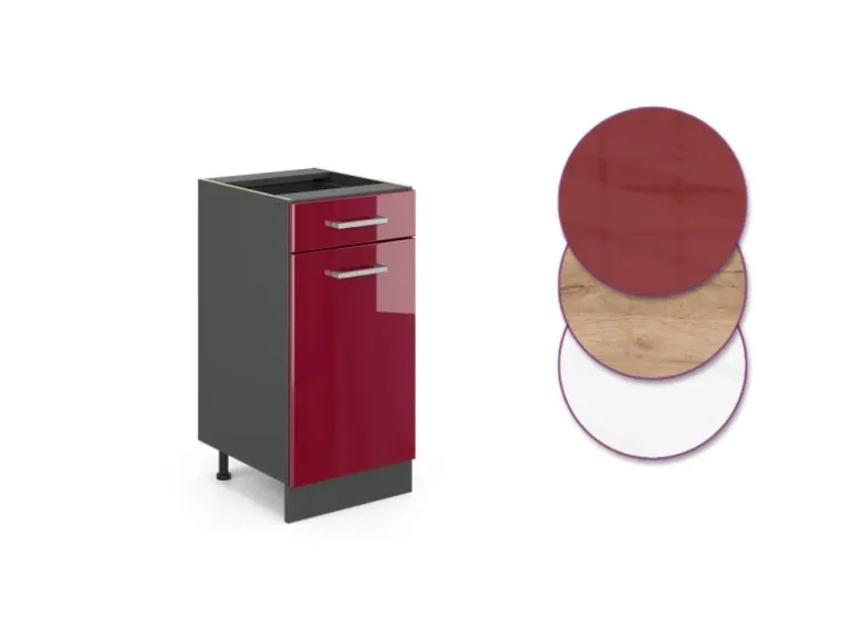 Vicco Küchenunterschrank R-Line Bordeaux Hochglanz/Anthrazit 40 cm AP Anthrazit