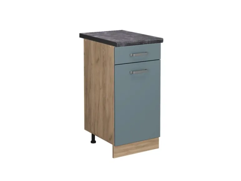 Vicco Küchenunterschrank R-Line Blau-Grau/Goldkraft Eiche 40 cm AP Anthrazit