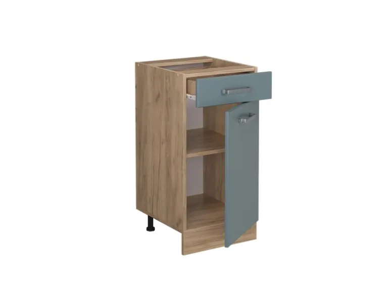 Vicco Küchenunterschrank R-Line Blau-Grau/Goldkraft Eiche 40 cm AP Anthrazit