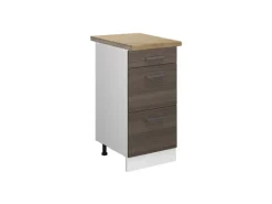 Vicco Küchenunterschrank R-Line Grau/Weiß 40 cm mit Schubladen AP Eiche
