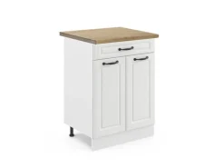 Vicco Küchenunterschrank R-Line Weiß Landhaus/Weiß 60 cm mit Schublade AP Eiche