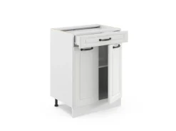 Vicco Küchenunterschrank R-Line Weiß Landhaus/Weiß 60 cm mit Schublade AP Eiche