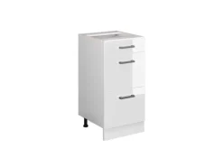 Vicco Küchenunterschrank R-Line Weiß Hochglanz/Weiß 40 cm mit Schubladen ohne Arbeitsplatte