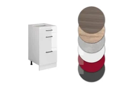 Vicco Küchenunterschrank R-Line Weiß Hochglanz/Weiß 40 cm mit Schubladen ohne Arbeitsplatte