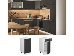 Vicco Küchenunterschrank R-Line Anthrazit Landhaus/Weiß 40 cm ohne Arbeitsplatte